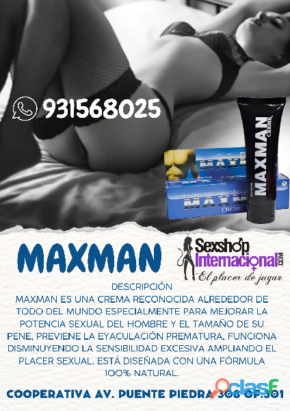 MAXMAN CREMA PARA EL DESARROLLO DEL PENE / POTENCIA SEXUAL