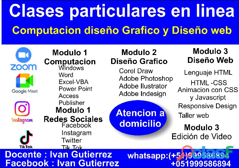 Clases de computacion y diseño grafico virtual o presencial