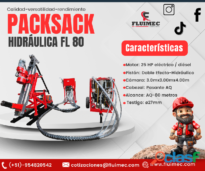 PACKSACK HIDRAULICA FL80 // Equipo para mineria socavón